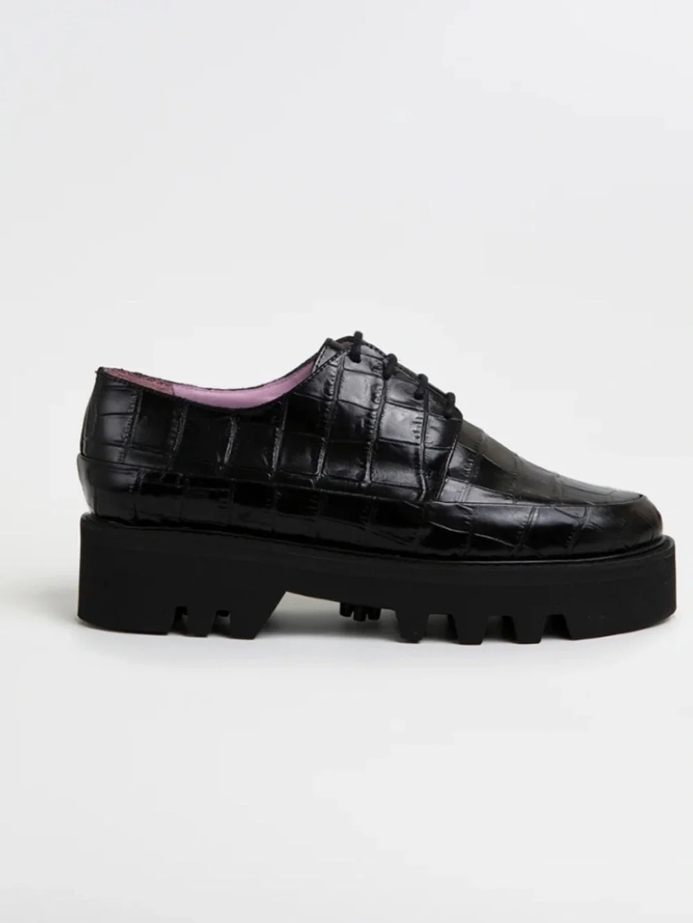 UNREAL  FIELDS STEP UP BLACK PLATFORM CREEPERS CROCODILE -EMBOSSED 39/8.5USA NEW